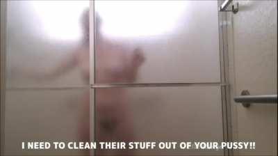 Begging mom to let you clean her up while she showers (girl: Ellie Rowyn)