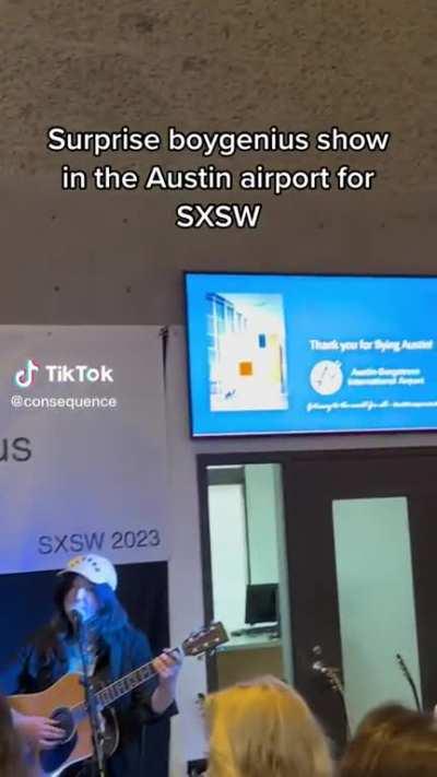 Nbd, just a casual surprise boygenius concert at the Austin airport for SXSW… ✈️