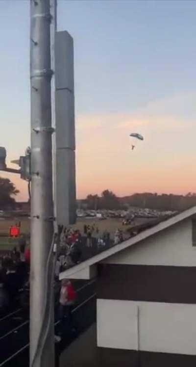 to skydive onto a high school football field tonight :/