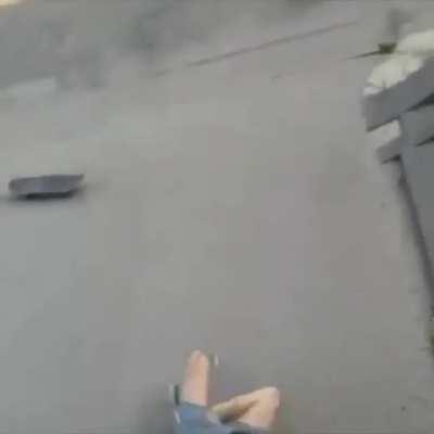 Stopping mid skate right before a flight of stairs