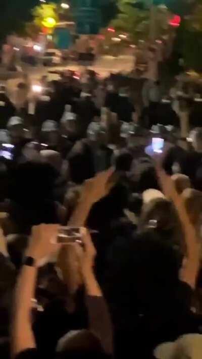 Protestors are unable to leave as the curfew approaches in New York