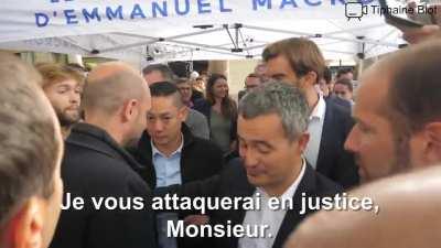 24/09/2022 : Le Collectif Ibiza interpelle Darmanin en marge d'une réunion publique à Versailles, à propos de son impunité
