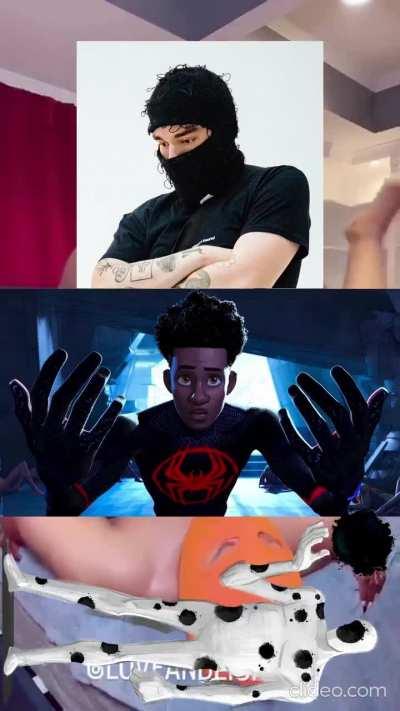 In this leaked scene for the upcoming Spider-Man: Beyond the Spider-Verse, Yeat cheers on Miles Morales as he defeats the Spot, who is trying to push him back