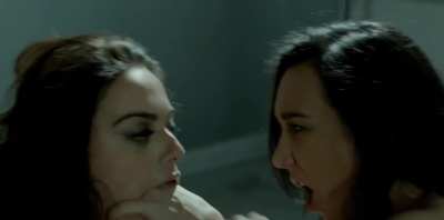 Sophia Burns in a hot sloppy kiss with Sinn Sage