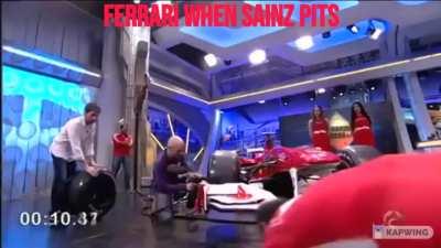 Ferrari when Leclerc pits vs when Sainz does