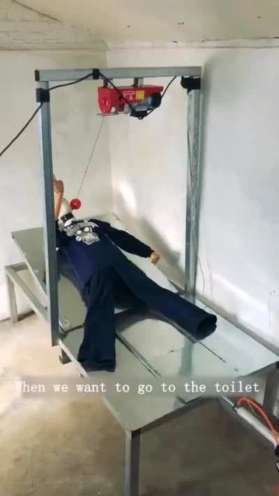 Let my good friend demonstrate this toilet bed (the design is very human)