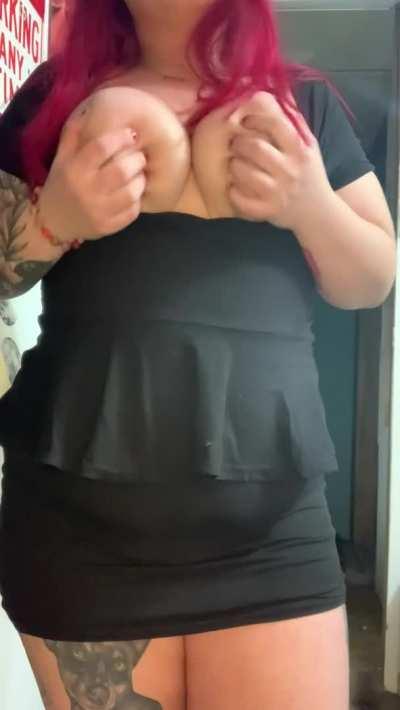 Tonight I went to a work Christmas party without a bra or panties on 😉