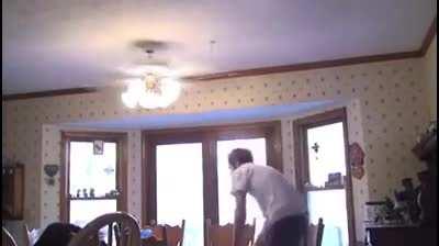 To grab a ball through a spinning ceiling fan