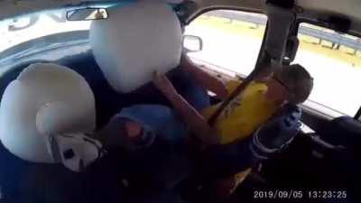 This is why you should never put your legs on the car dashboard