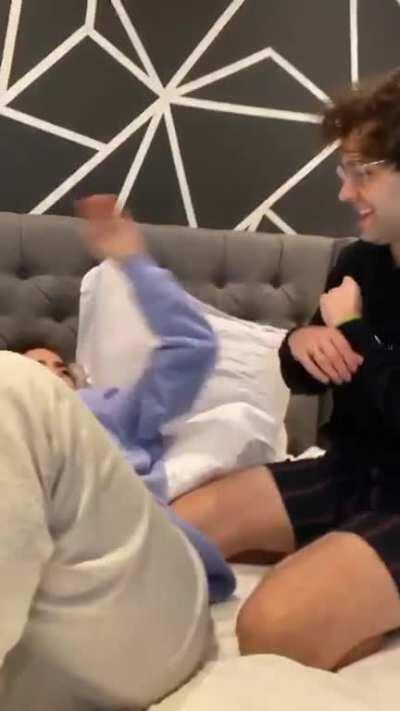 Wrestling with Natalie's butt