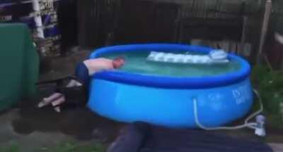 Jumping off a plastic chair