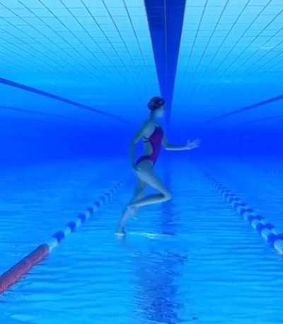 Walking upside down underwater