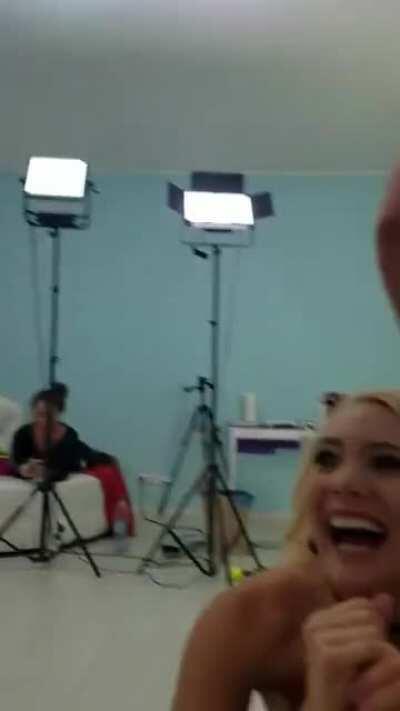 Everyone having some fun on set