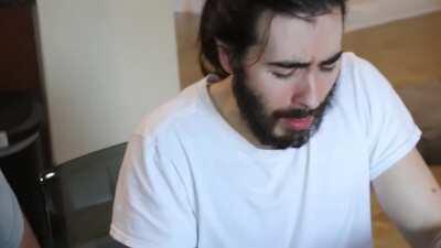 charlie AKA MoistCr1TiKaL eating Hot Ones' The Last Dab hotsauce