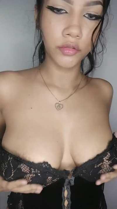 Do you prefer to cum on my tits or on my face