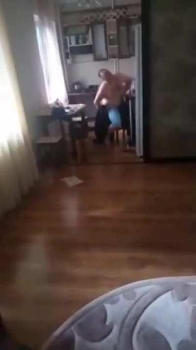 Man shot in buttocks while testing a bullet proof vest is my guess.