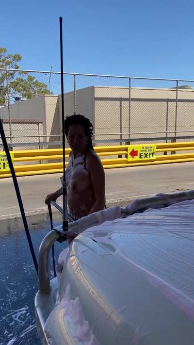 Getting all foamy at the car wash