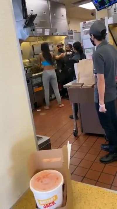 Woman climbs through drive-thru window to get ranch dressing and climbs back out after doing a victory twerk.