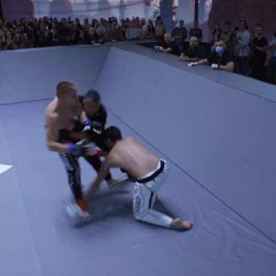 András Virág finishes Gil De Bastos with a big right hand in Karate Combat Event 6