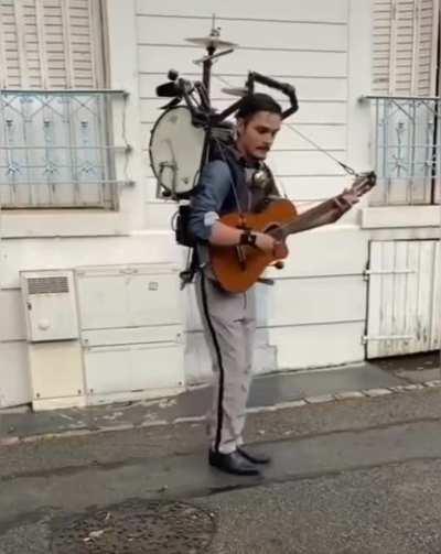 A one man band.