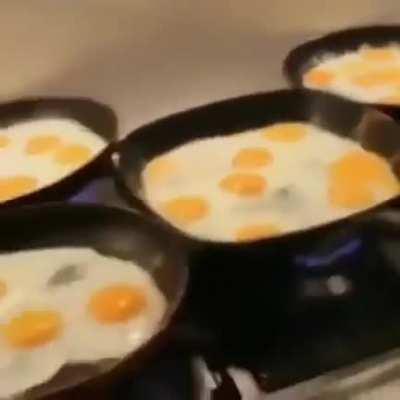 Eggstremely cooking 5 cartons of eggs at the same time