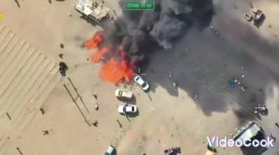 RSF rebels on fire after SAF drone targeted their meeting