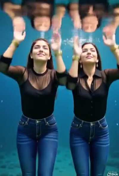 Both girls are twins sisters and they are in fully wet soaked clothes after completing the underwater research