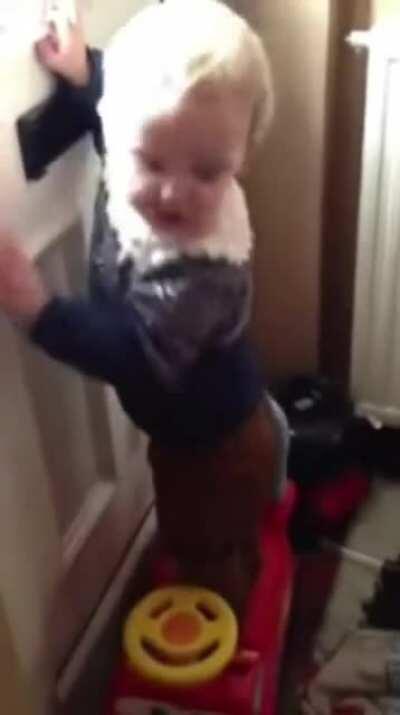 HMJB while waiting for someone behind the door