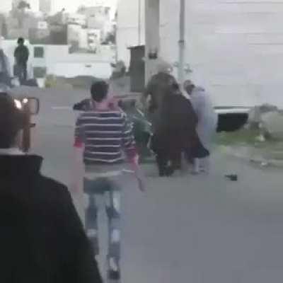 Israeli police attack disabled person in wheelchair.