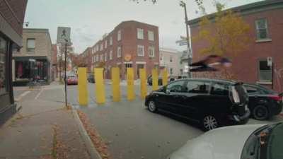 Street in Quebec has pop-up zebra that force drivers to stop for pedestrians