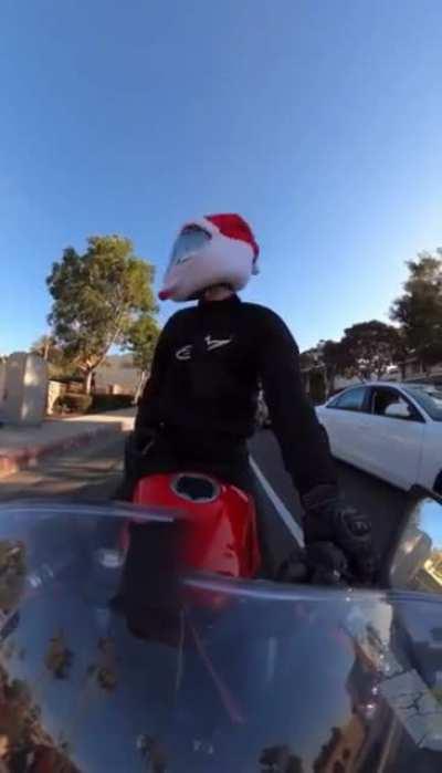 Watches multiple bikers speed through a red light… pulls over the only one who stops