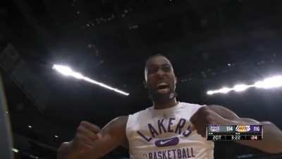 [Highlight] AD manages to redirect Westbrooks pass into the basketball with one hand + the foul