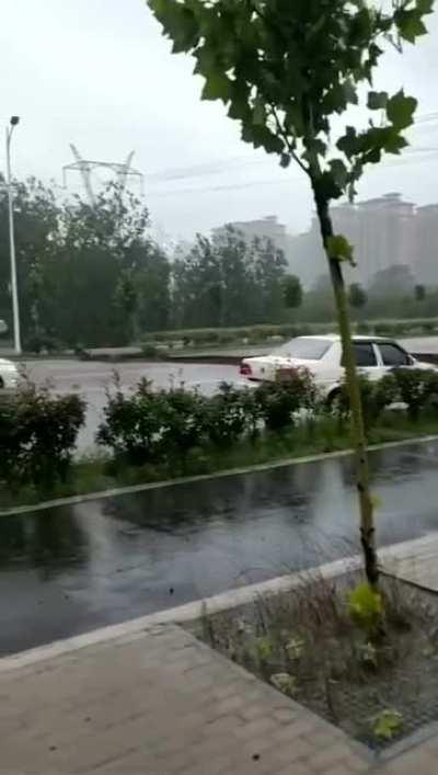 2021-07-20 flood breaks the road in Henan China