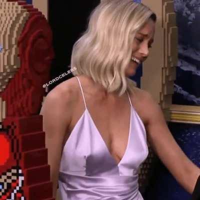 Brie Larson here looks like she is jerking off someone who is shorter than her...