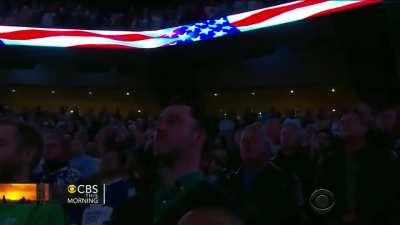 Our neighbors to the north being stand up bros. Canadian Maple Leaf fans finish singing our U.S. national Anthem after singers microphone fails at Hockey game in Toronto