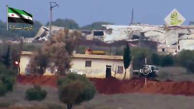 FSA BGM-71 TOW team strike on a Syrian Army transport - Bashkoi, Aleppo - 2/2/2016