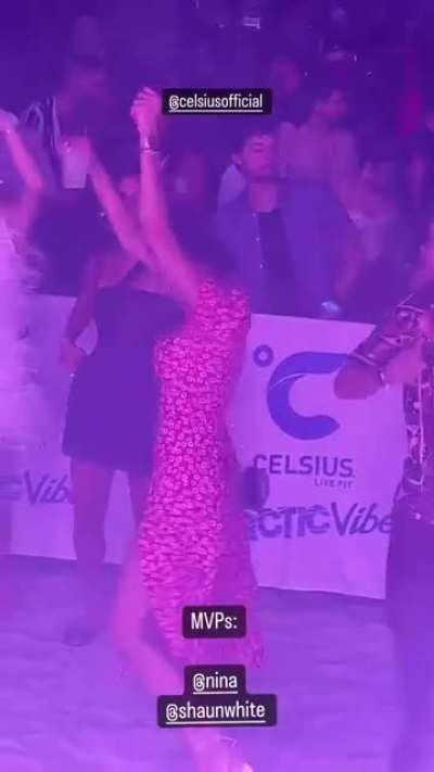 Nina dancing at Zedd party