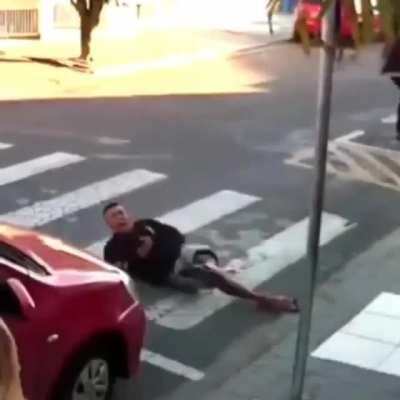 An off-duty police officer shot a gunman while waiting to pick up her kids (link for the story on comments)