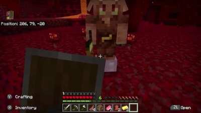 WARNING!! Do NOT ‘trade’ with this Piglin! He used the gold ingot to buy himself a pair of fresh new kicks...