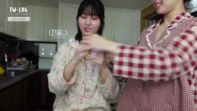 210330 - Nayeon steals Momo's yogurt