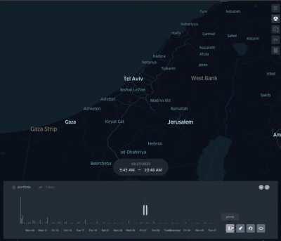 Every rocket from Gaza into Israel in the last 30 days. 
