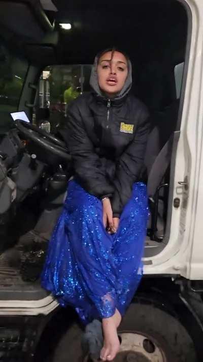 Man deals with a lady who jumped into his truck