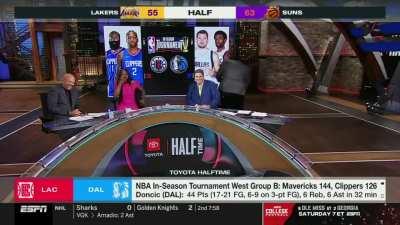 [Kendrick Perkins] takes his belt off and starts spanking a chair: “That’s what Luka Doncic does to the Clippers every single time”