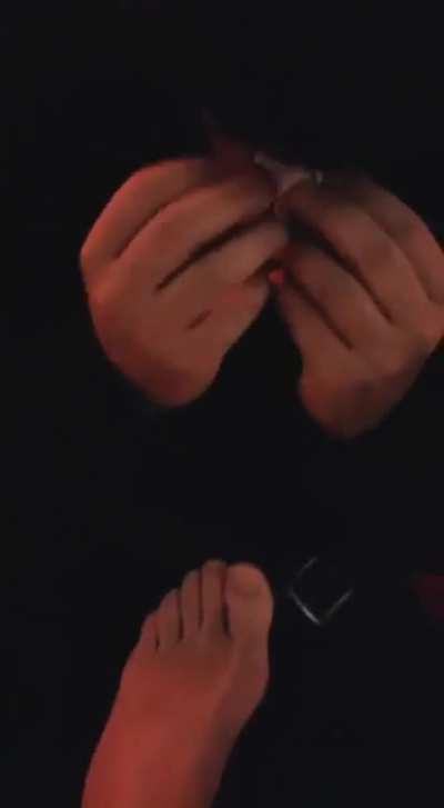 Guess what he's smelling i walked all day 🌡️👣💦