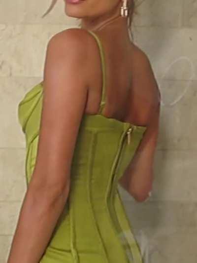 Posing in Green Dress