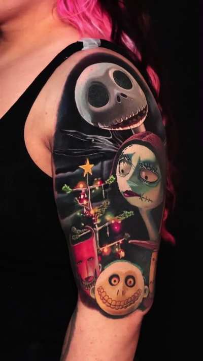 Nightmare before Christmas tattoo by hilmartattoos based out of Los Angeles ca