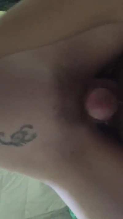 Riding until busting all over his stomach