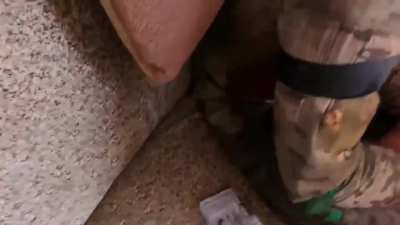 First aid medical care to a badly wounded Ukrainian soldier, callsign