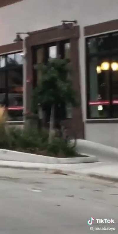 Old man on bike threatens carefree young men