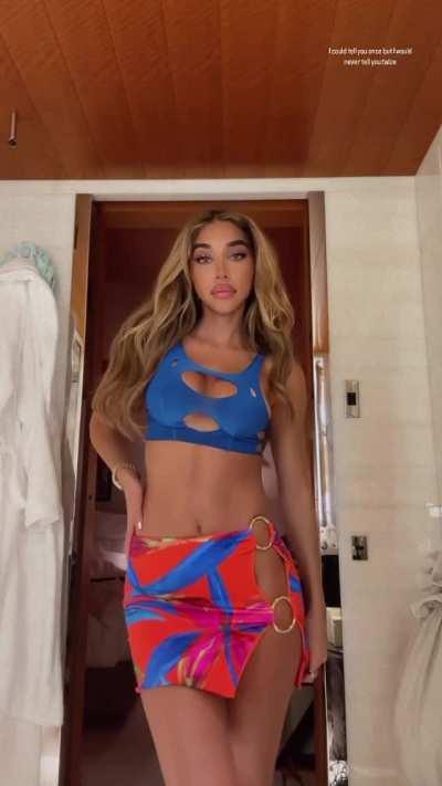 Chantel posing in cut out dress